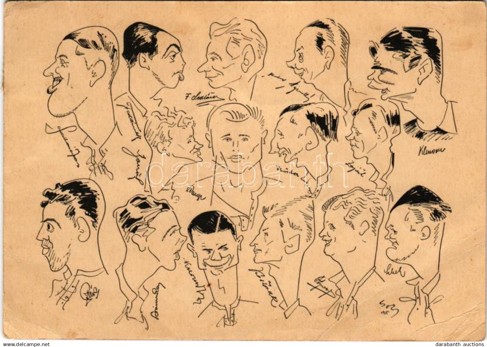 T3 1935 Praha, Finalista Stredoeuropského Poháru A.C. Sparta / AC Sparta Cseh Foci Csapat Labdarúgóinak Karikatúrája A K - Sin Clasificación