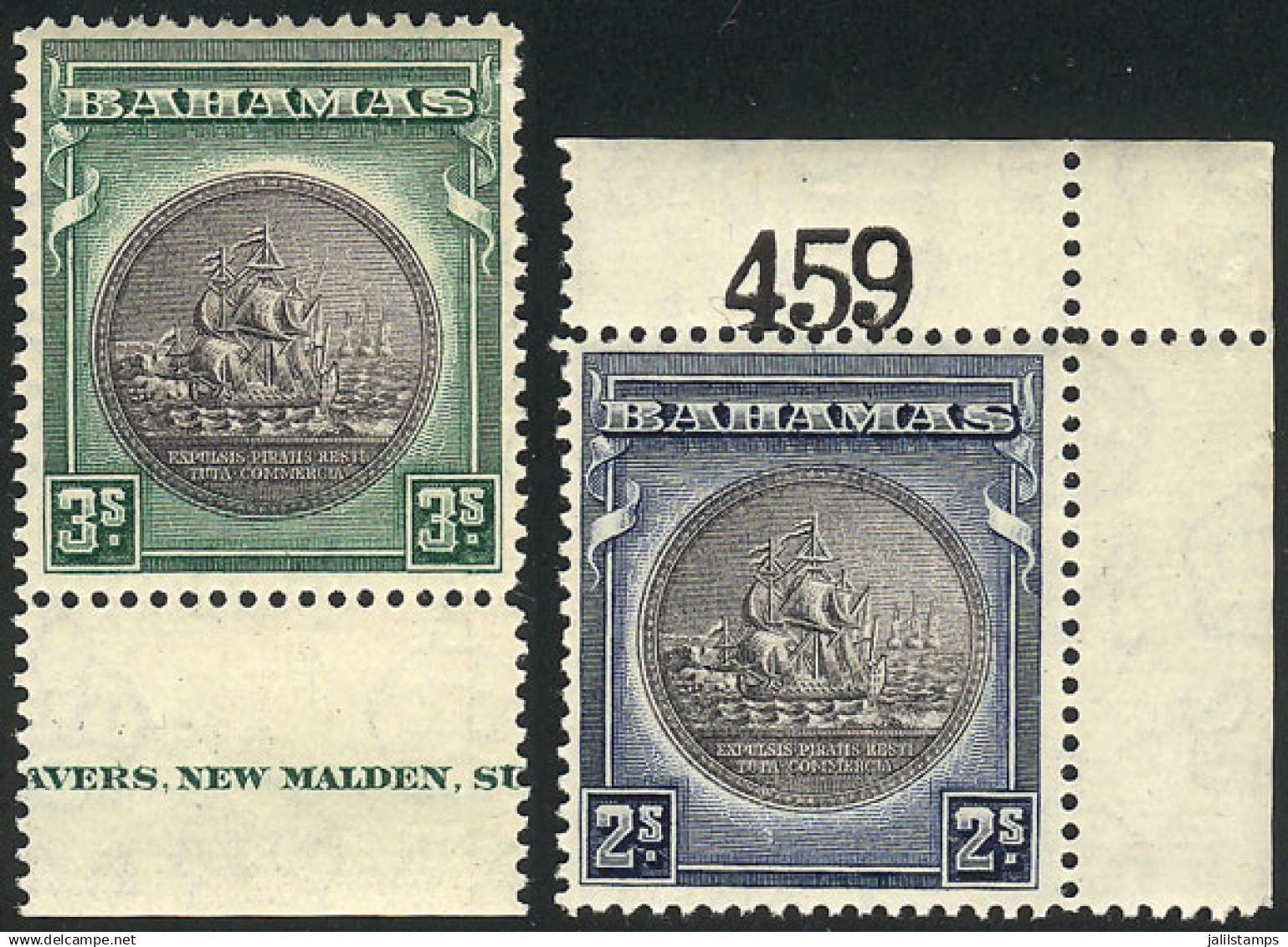 BAHAMAS: Sc.88 + 89, 1930 The 2 High Values Of The Set, With Sheet Margin And Corner, MNH, Excellent Quality! - Andere & Zonder Classificatie