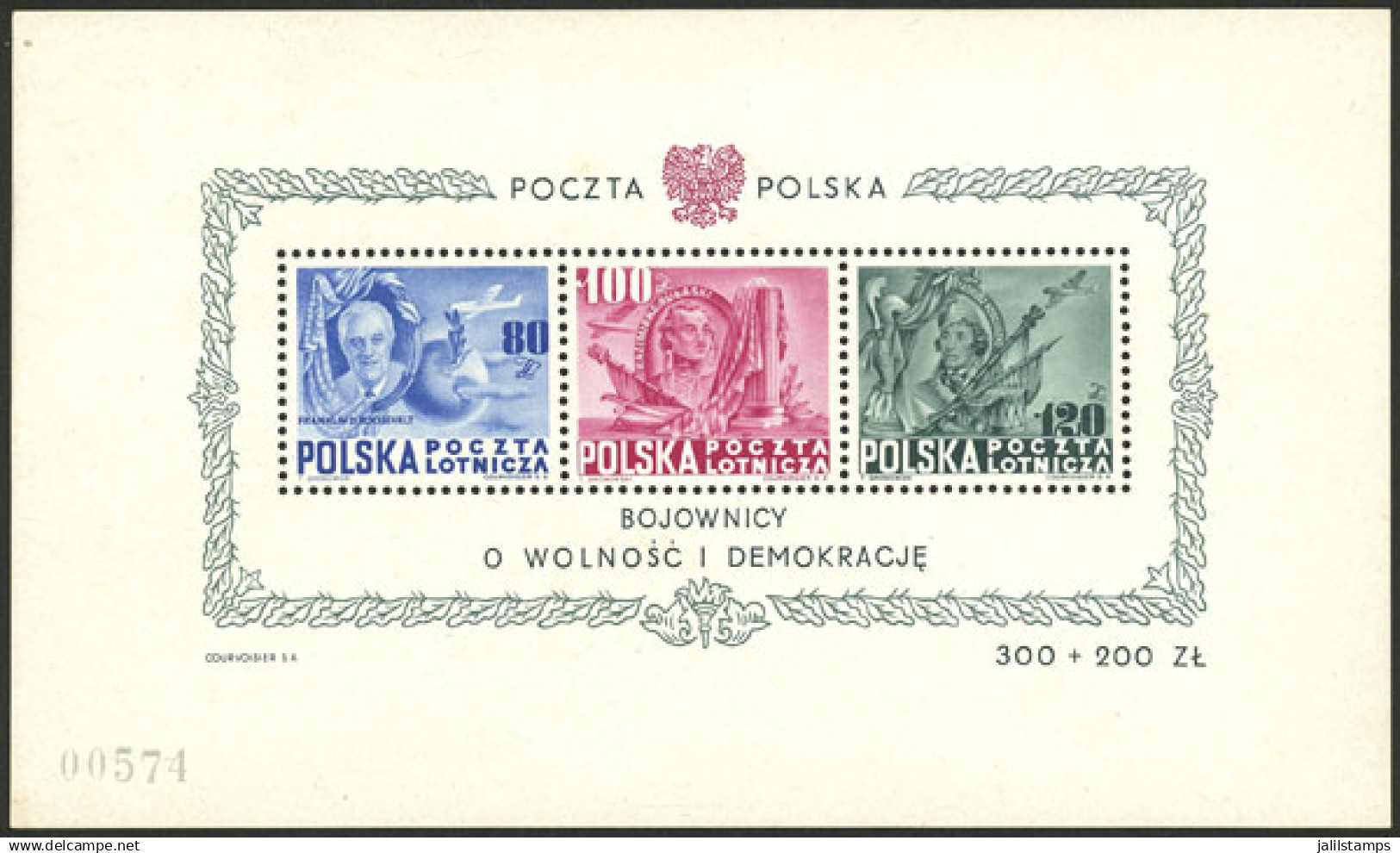 POLAND: Yvert 11, 1948 Democracy, With Original Gum With Stain Spots On Back, Very Good Front, Low Start! - Sonstige & Ohne Zuordnung