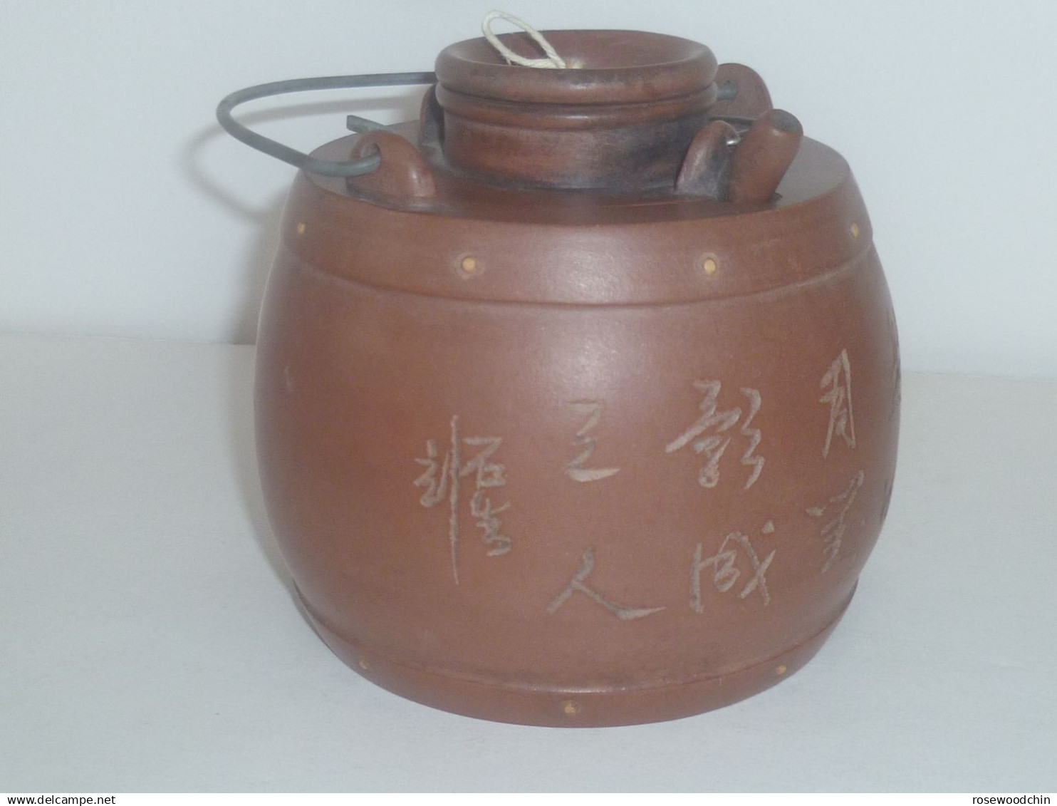 RARE !! 80s' Retro Chinese Handmade Bamboo Kongfu Teapot Tea Pot With Inner (#6B) - Teekannen