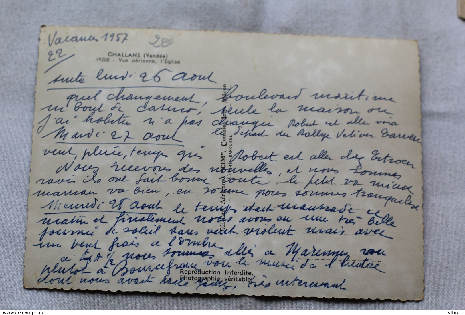 Cpm 1957, Challans, Vue Aérienne, L'église, Vendée 85 - Challans