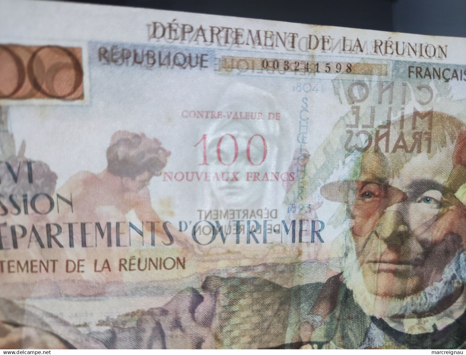 Billet 5000 Francs Contre Valeur 100 Nouveau Francs - Numéro 003241598 - Reunion