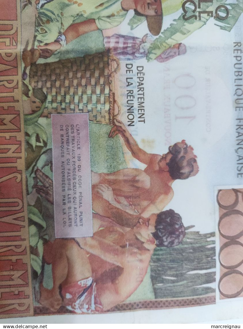 Billet 5000 Francs Contre Valeur 100 Nouveau Francs - Numéro 003241598 - Reunion