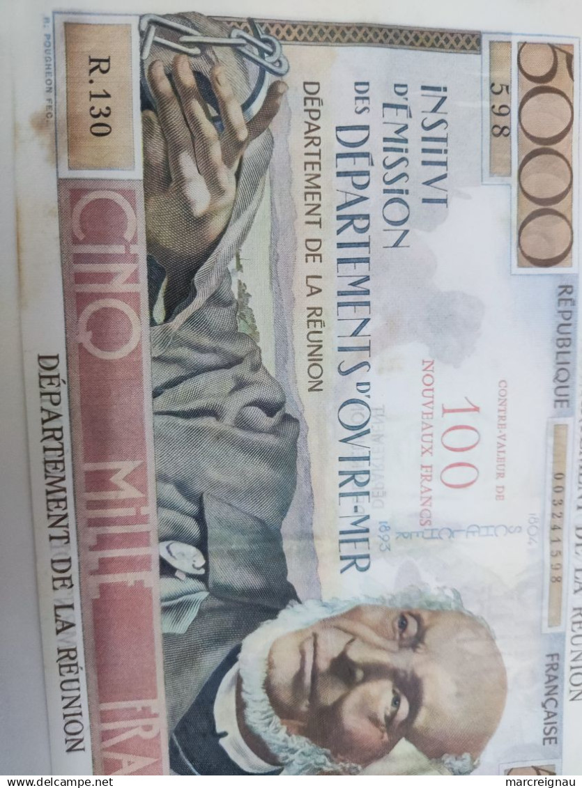 Billet 5000 francs contre valeur 100 nouveau francs - numéro 003241598