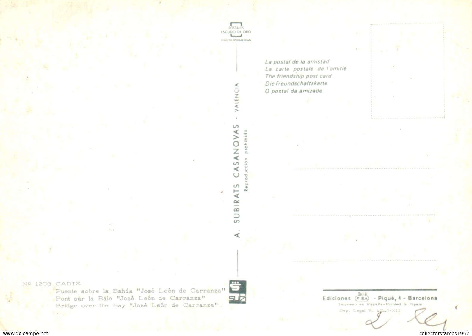 CÁDIZ, BRIDGE, CRANE, EMBLEM, POSTCARD, SPAIN - Cádiz