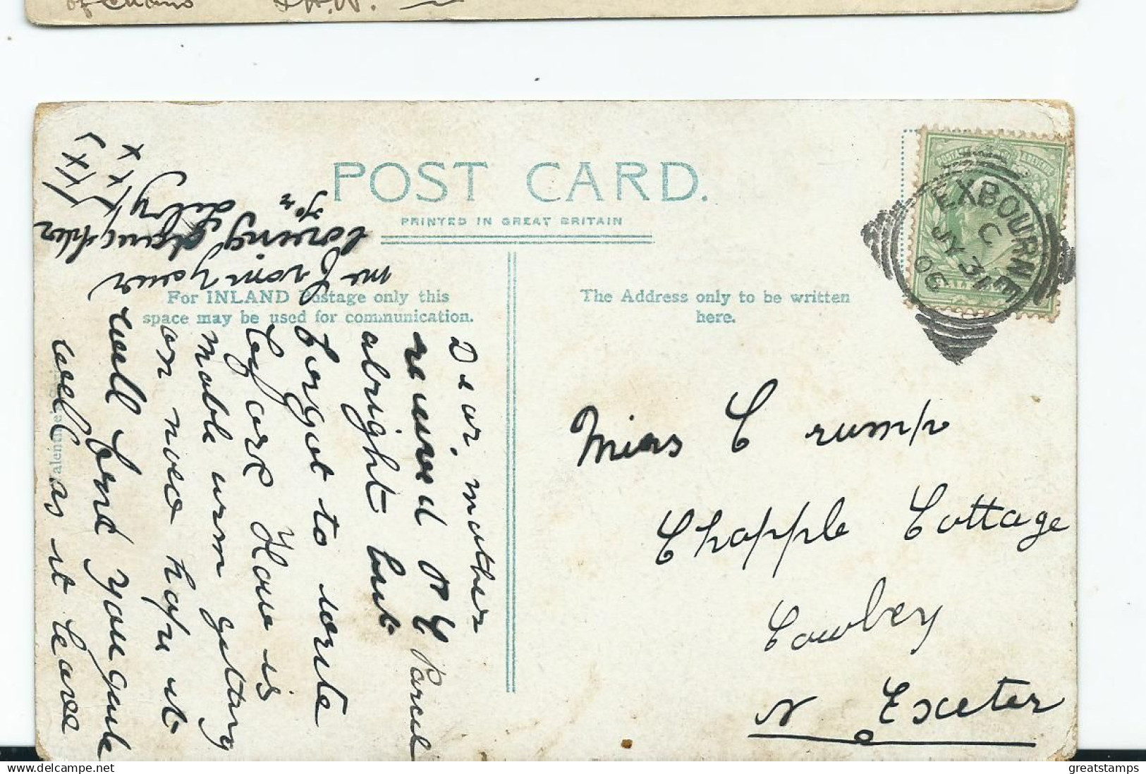 Devon   Postcard  Wallabrook Bridge Dartmoor Posted 1906 Exbourne Squared Circle Postmark. - Dartmoor