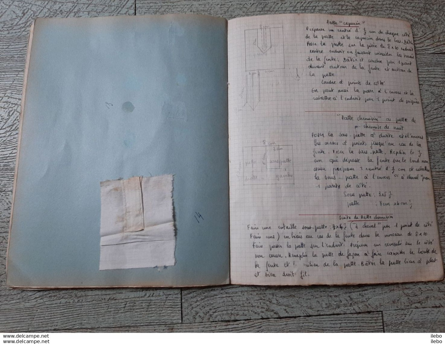 Ancien Cahier De Couture Scolaire Broderie Jours Reprise Exercice Avec Explication Technique Mode - Other & Unclassified