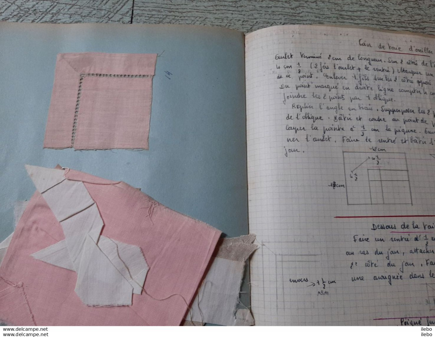 Ancien Cahier De Couture Scolaire Broderie Jours Reprise Exercice Avec Explication Technique Mode - Other & Unclassified