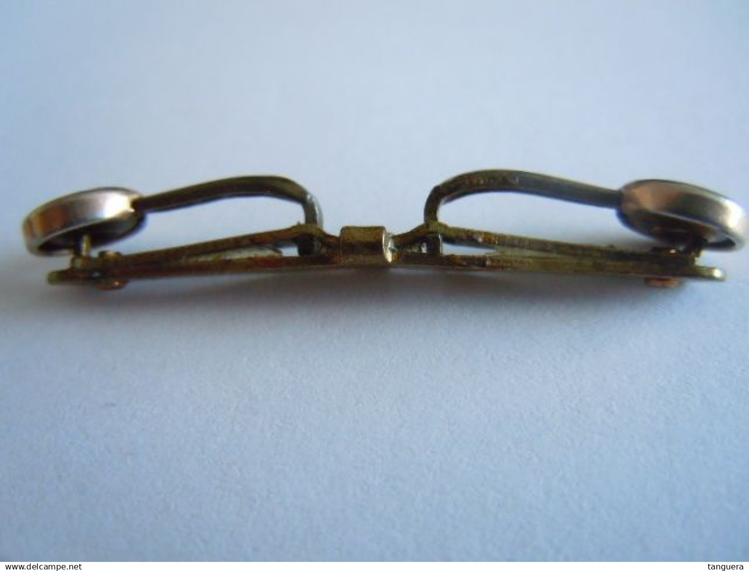 Ancien Oude Boord Knop - épingle De Col 4,3 Cm Getekend Signée Goldband - Cuff Links & Studs