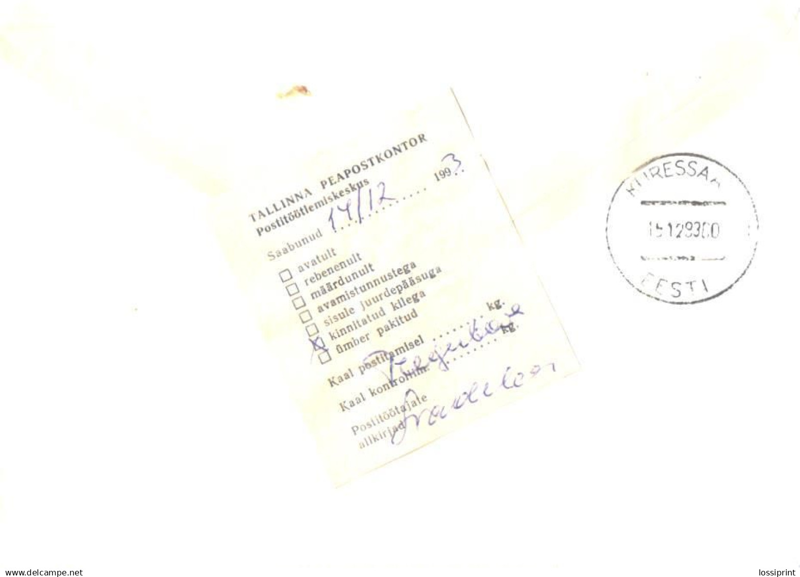 Finland Cover With Stamp And Machine Stamps 0060, 0070 And 0100 P, Estonian Post Label, Hanko 1993 - Briefe U. Dokumente