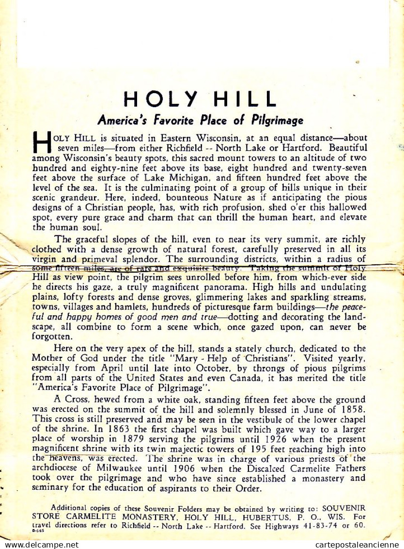 23972 /  Rare 18 Select Views HOLY HILL WI Wisconsin America's Place PILGRIMAGE1948 Original Complete Set in COVER USA