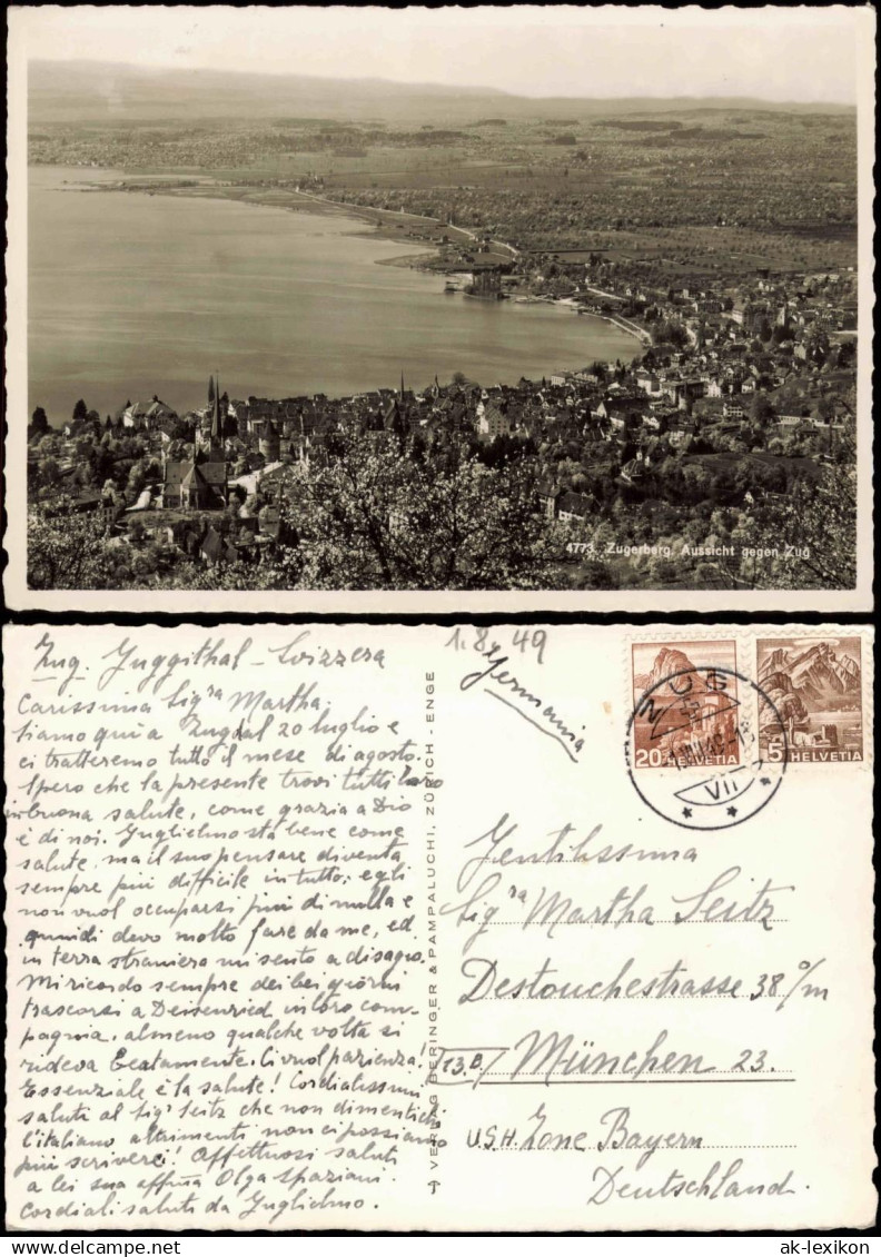 Ansichtskarte Zug Zoug | Zugo Blick über Die Stadt 1949 - Autres & Non Classés