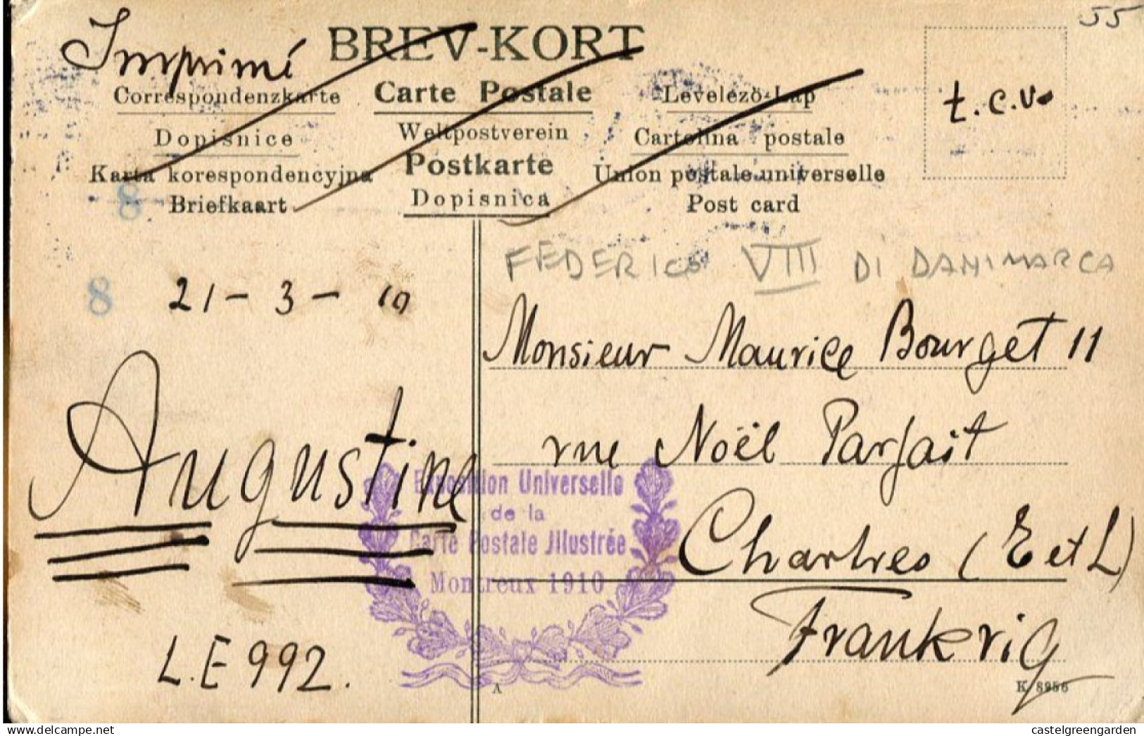 X5993 Danmark, Maximum Card TCV 21.3.1910  The King Frederik VIII. Of Denmark, See 2 Scan  RR - Covers & Documents
