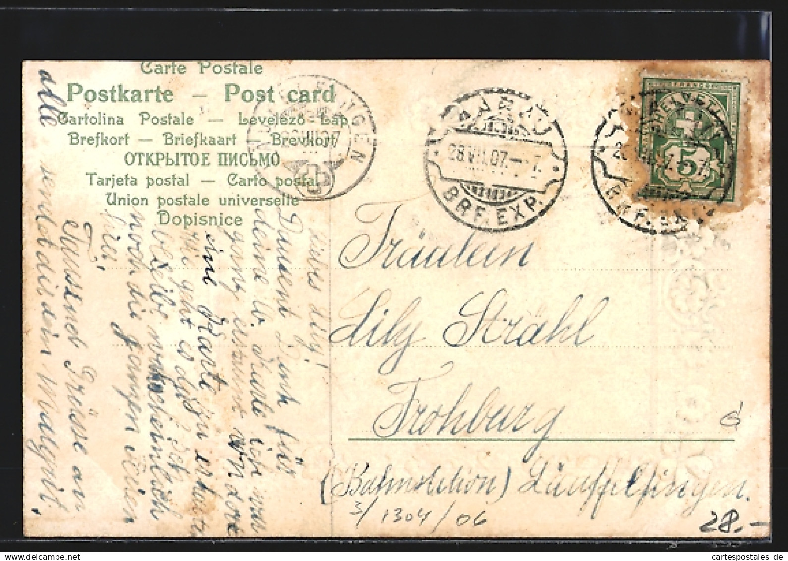 Präge-AK Aarau, Totalansicht, Passepartout - Aarau