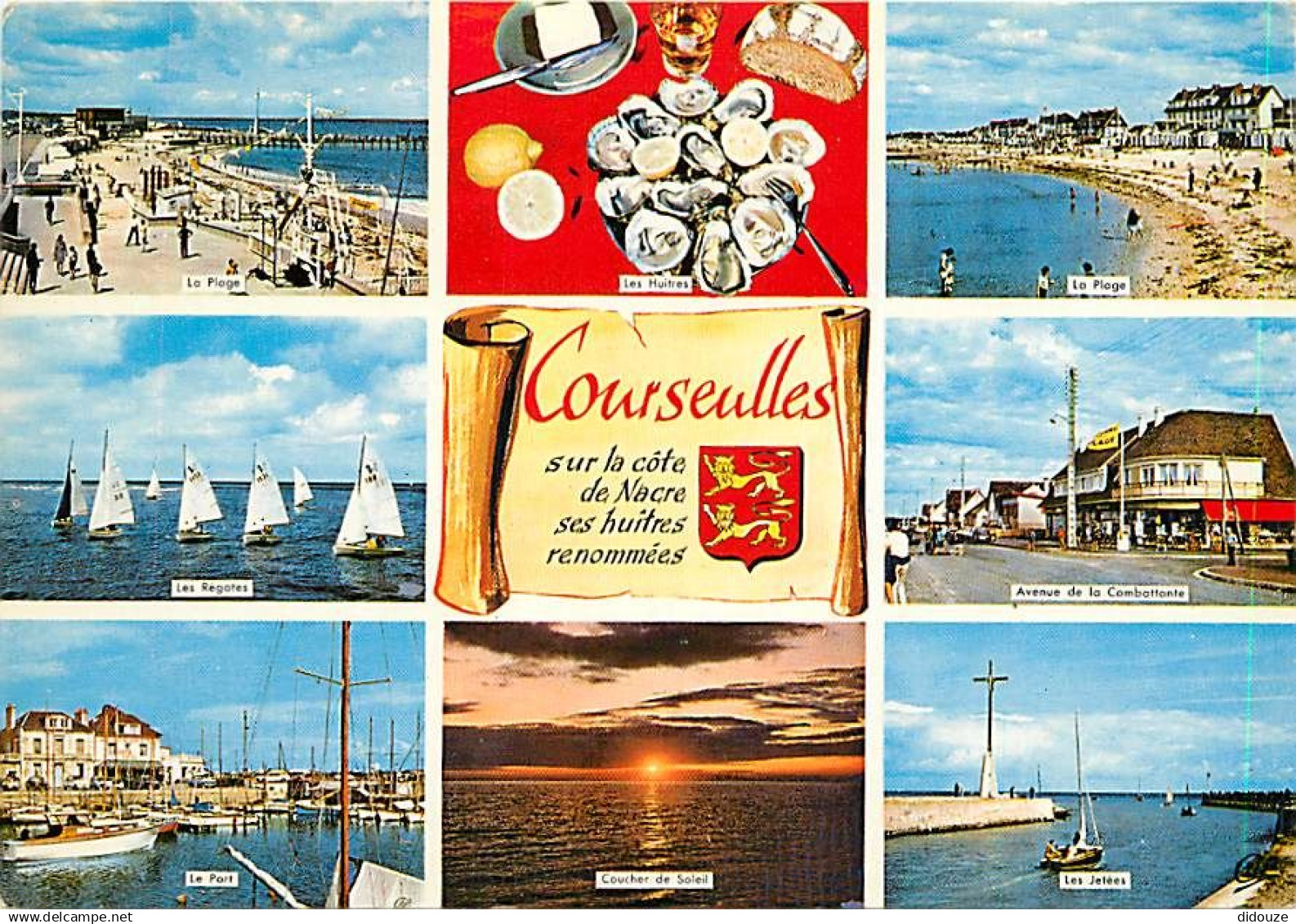 14 - Courseulles Sur Mer - Multivues - Huitres - Blasons - Flamme Postale De Courseulles Sur Mer - CPM - Voir Scans Rect - Courseulles-sur-Mer