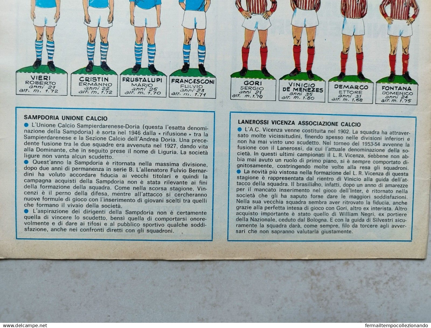 Bp2 Giornale Corriere Dei Piccolicon Figurine Calciatori Sampdoria Vicenza 1967 - Autres & Non Classés
