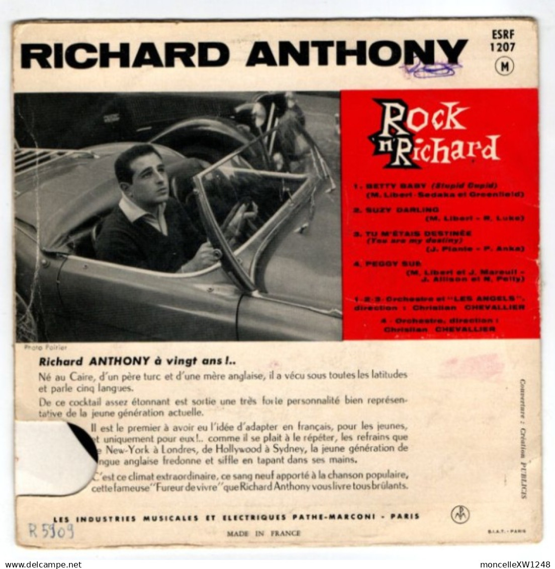 Richard Anthony - Le 1er 45 T EP Suzie Darling (Edition Originale1958 - VG+) - 45 T - Maxi-Single