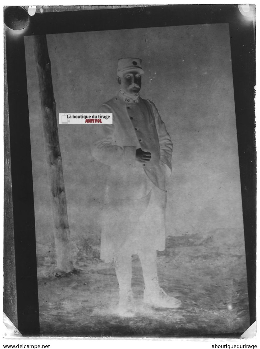 Plaque Verre Photo Ancienne Négatif Noir Et Blanc 9x12 Cm Soldat 15e Régiment - Glass Slides