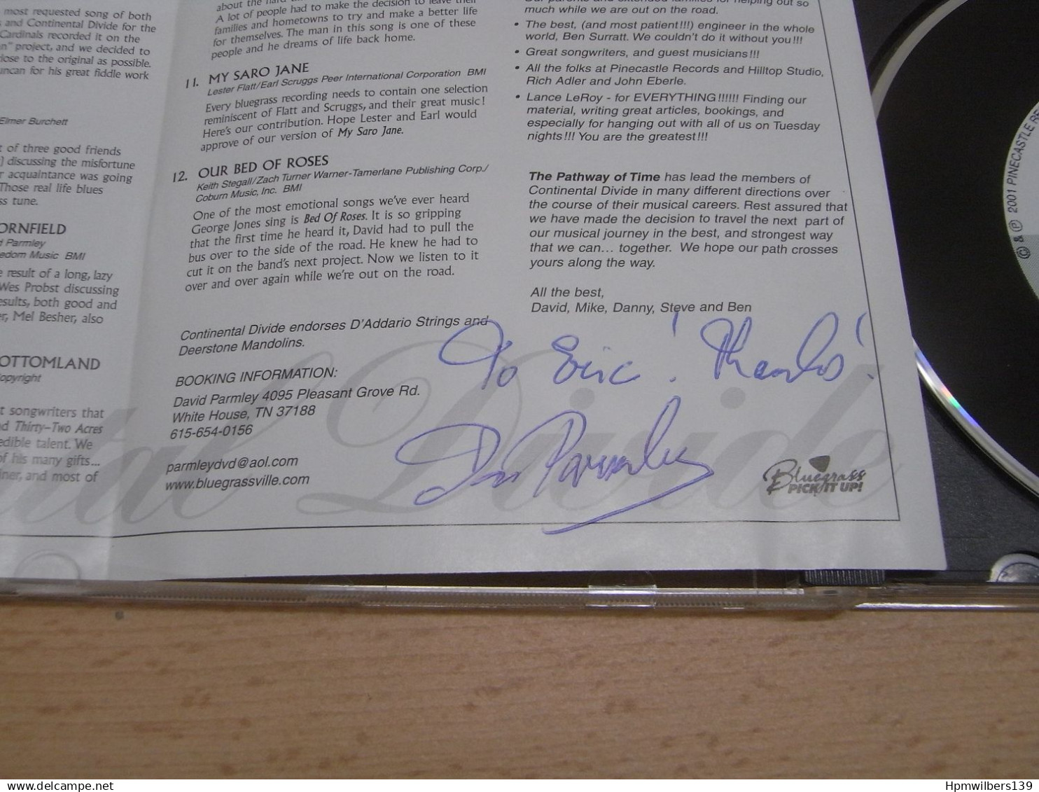 CD Gesigneerd - Signed : David Parmley & Continental Divide 2001 (s142) - Handtekening / Autographe - Autographs