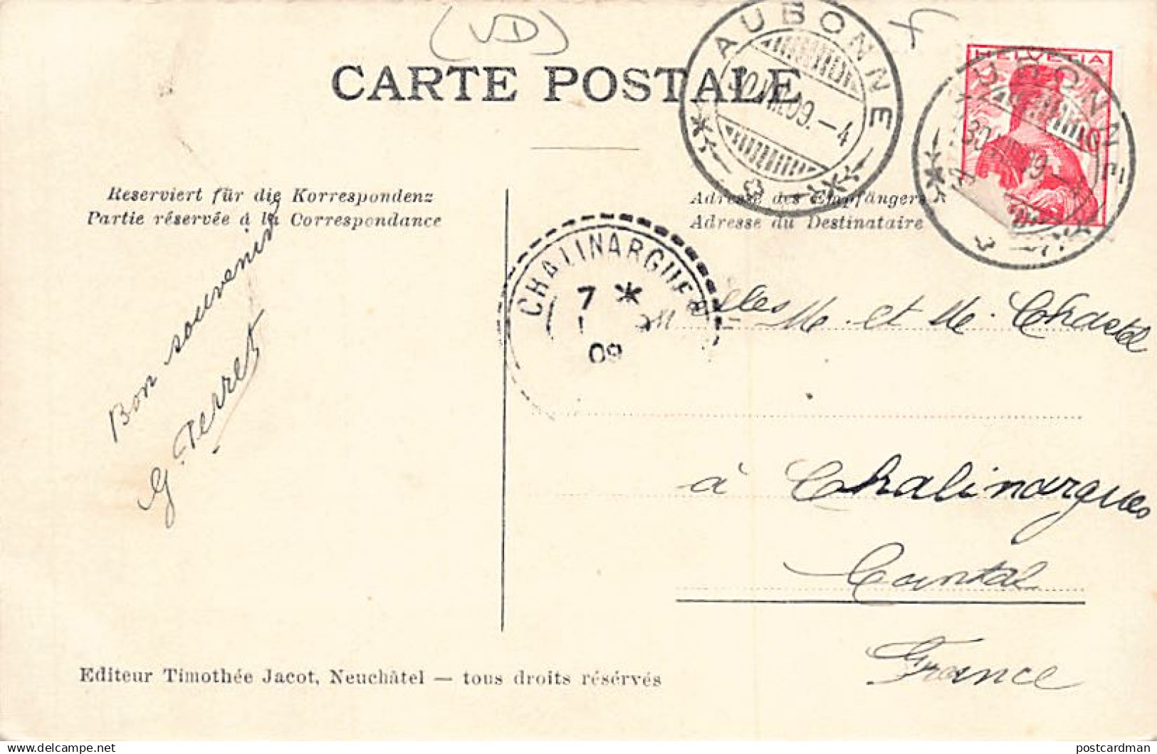 Suisse - AUBONNE (VD) Souvenir D'Aubonne - Ed. Timothée Jacot - Aubonne