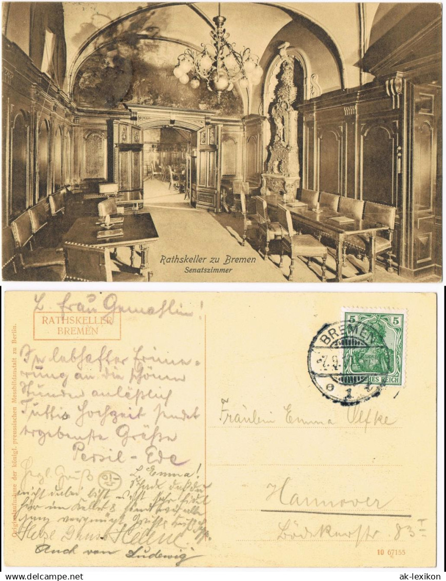 Ansichtskarte Bremen Ratskeller Bremen - Senatszimmer 1913 - Bremen