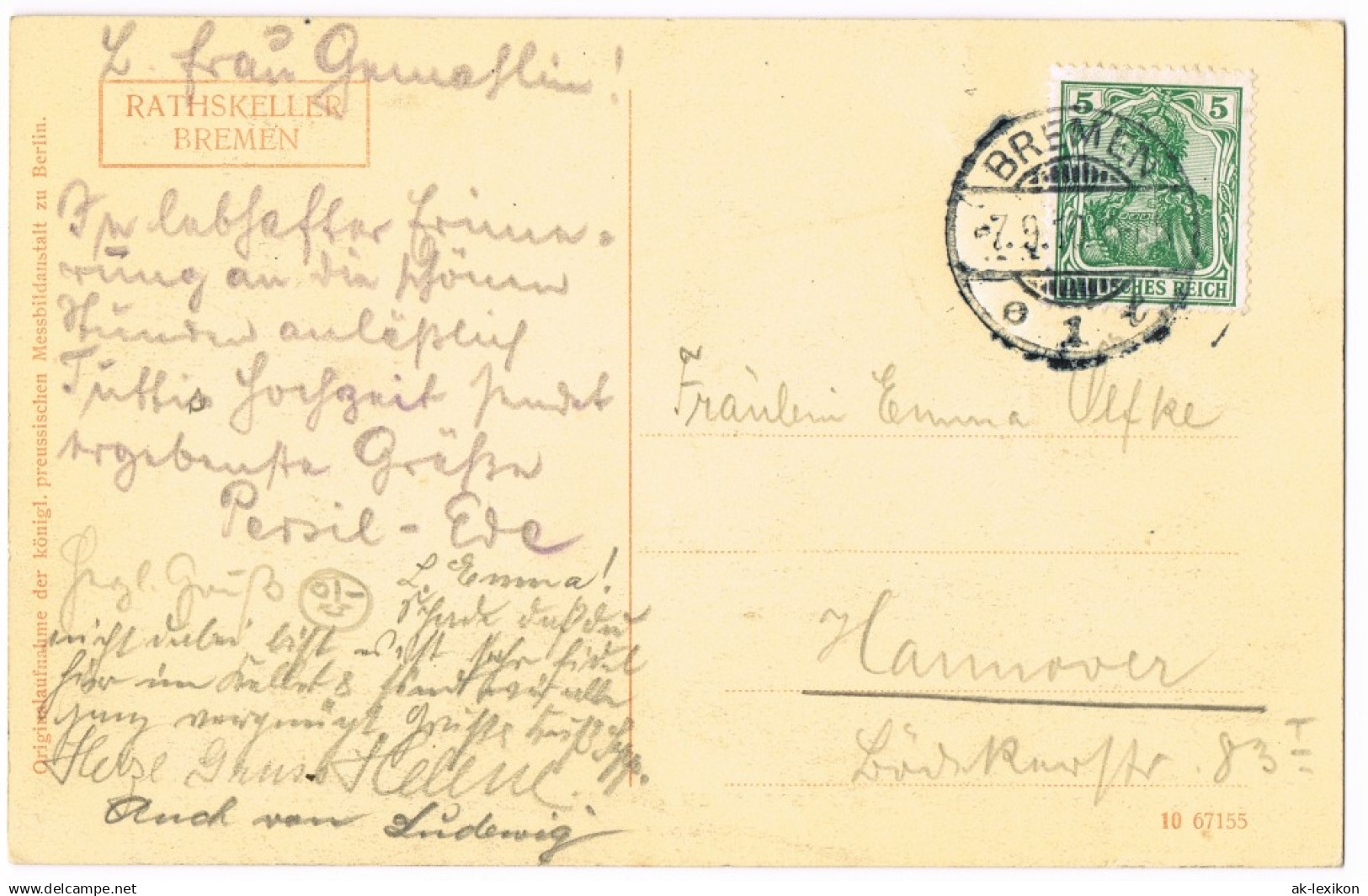 Ansichtskarte Bremen Ratskeller Bremen - Senatszimmer 1913 - Bremen