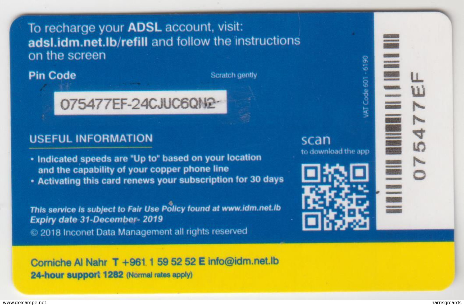 LEBANON - Open Speed / 100GB, IDM Prepaid Card, $30 , Exp.date 31/12/19, Used - Libanon