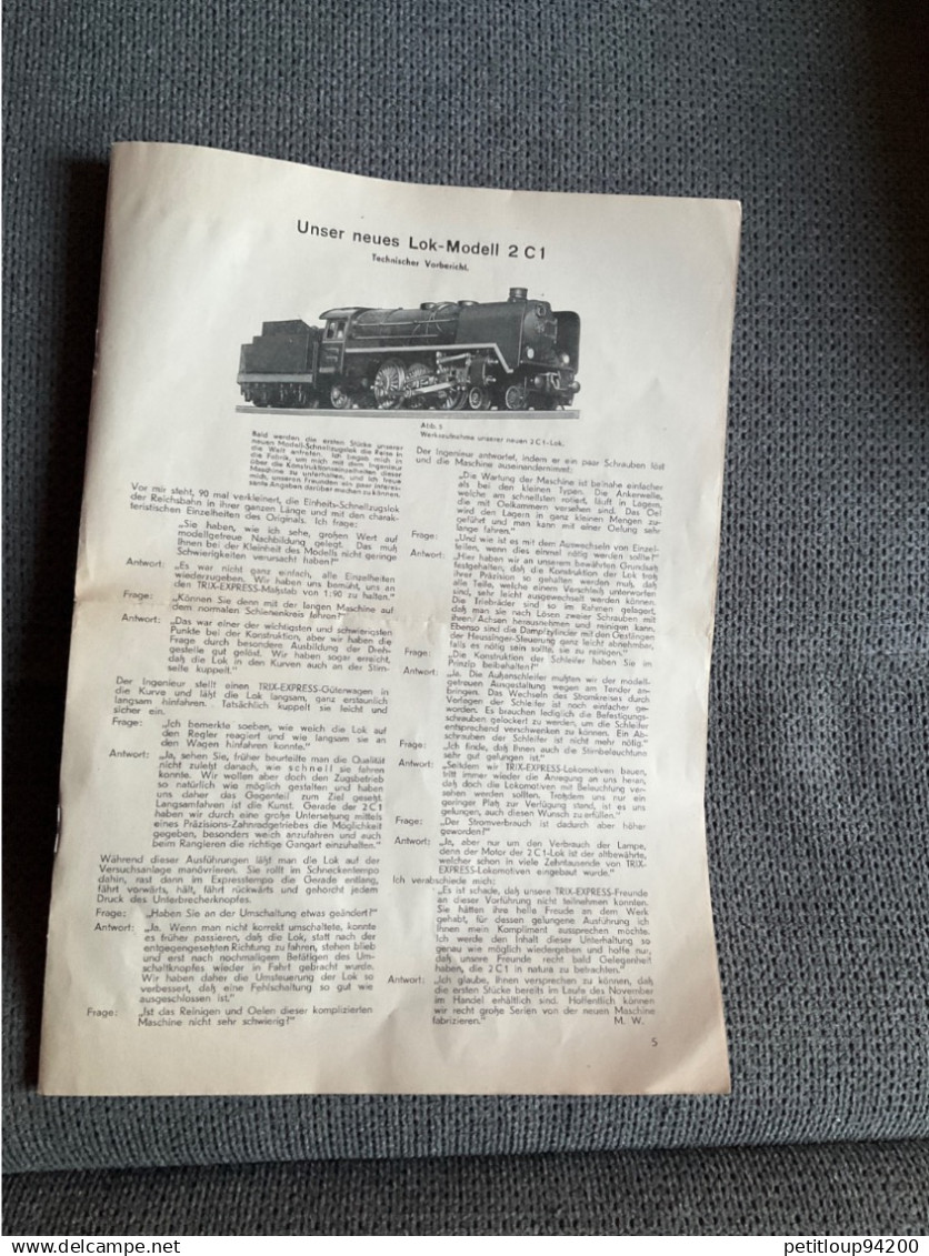 3 Bulletins TRIX EXPRESS  No 1 4 5   Années 1936 37 38  ( Langue ALLEMANDE ) - German