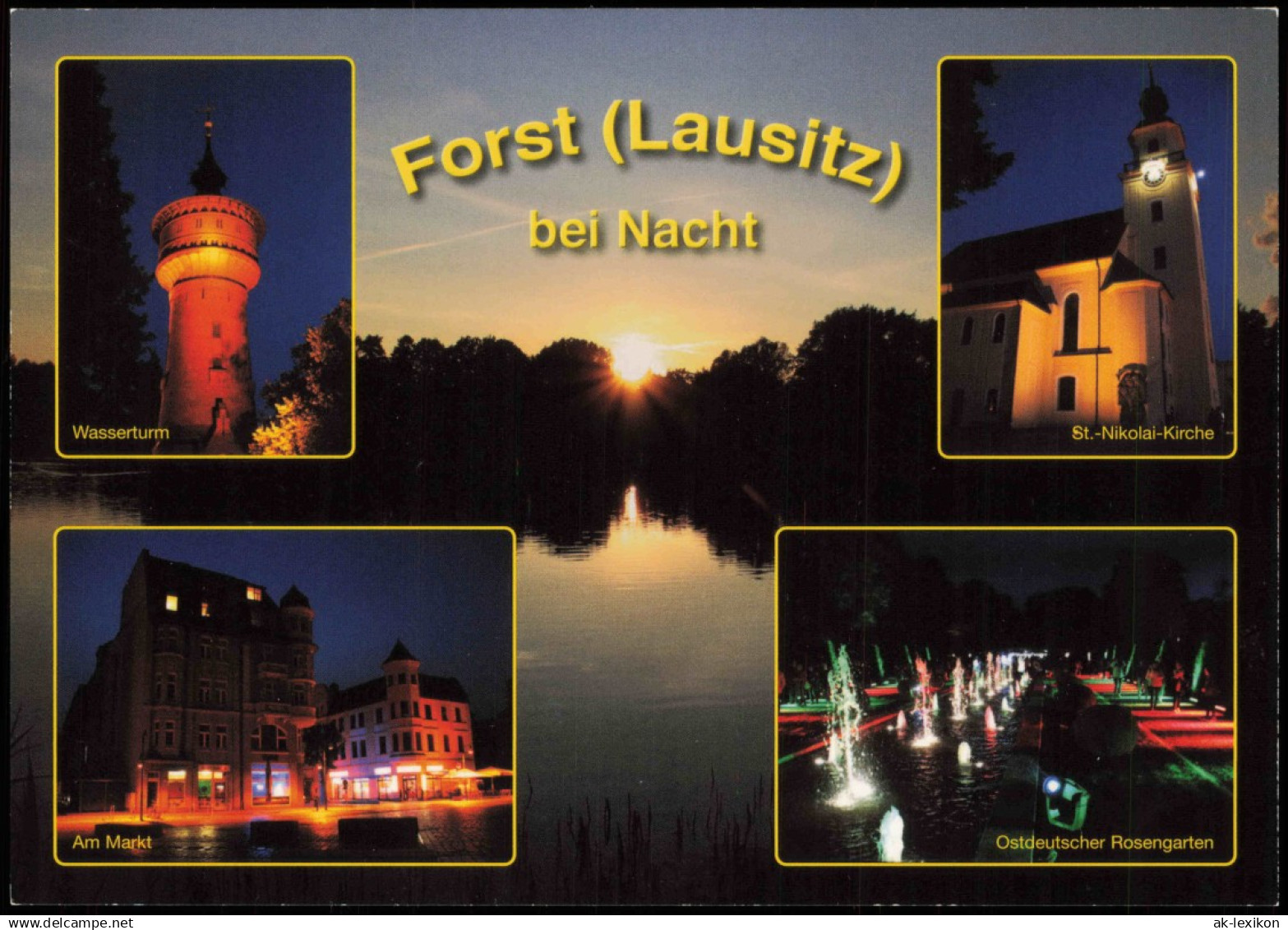 Forst (Lausitz) Baršć MB Bei Nacht Wasserturm Markt Rosengarten 2004 - Forst