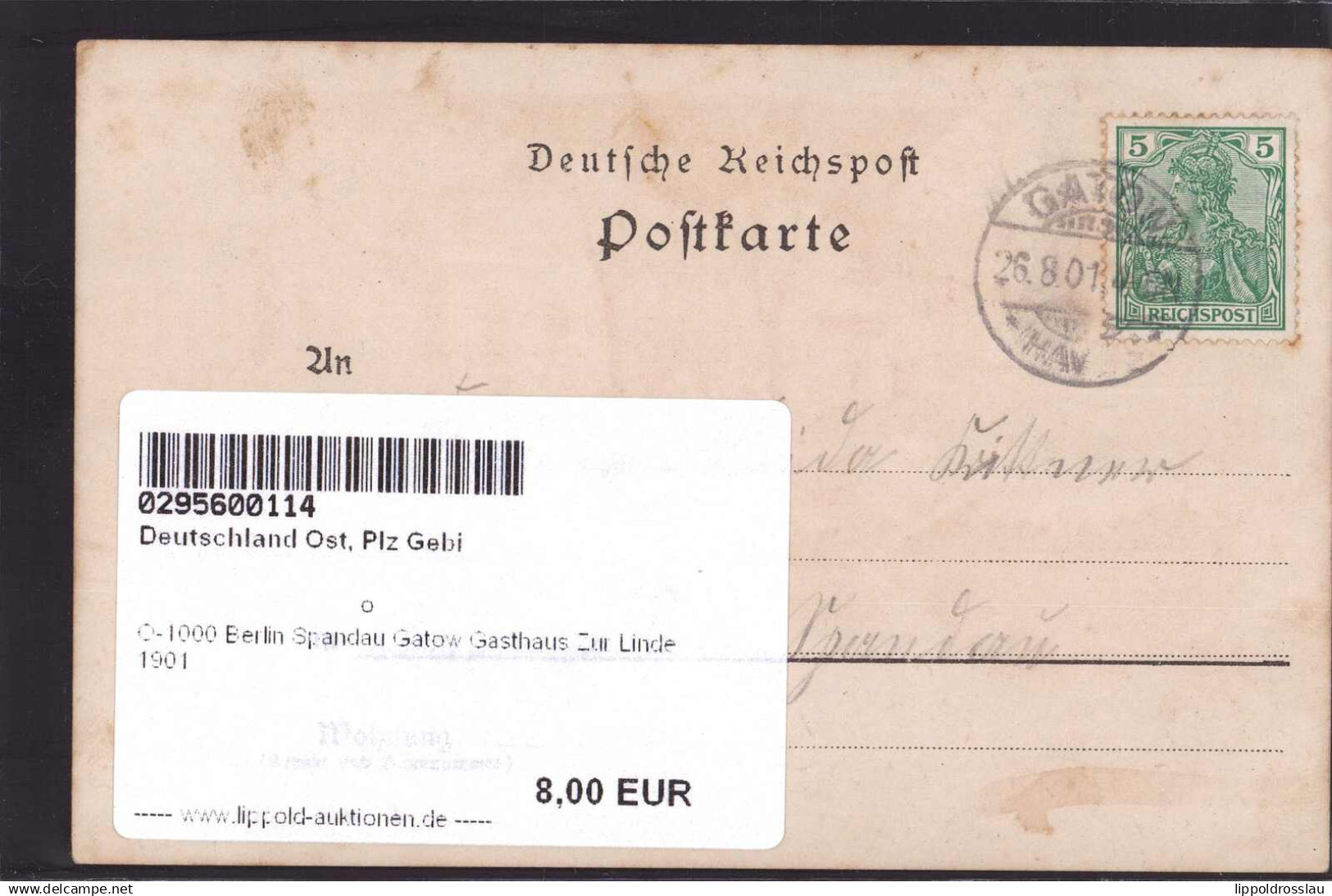 Gest. O-1000 Berlin Spandau Gatow Gasthaus Zur Linde 1901 - Altri & Non Classificati