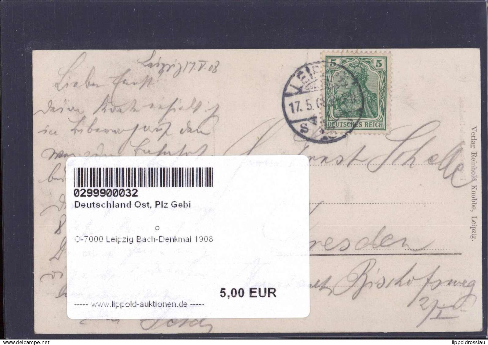Gest. O-7000 Leipzig Bach-Denkmal 1908 - Leipzig