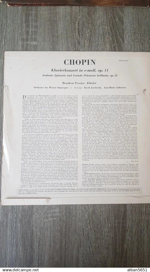 Chopin, Orchestra Of The Vienna State Opera – Piano Concerto No 1 In E Minor, Op 11 - Classique