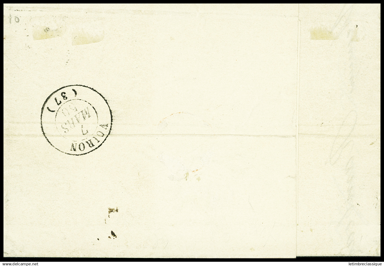 Lettre N°3a 20c Noir Sur Blanc Obl. Grille Plus CàD Paris Du 5 Mars1850 Sur Lettre Pour Voiron (Isère), CàD D'arrivée Au - 1849-1850 Ceres