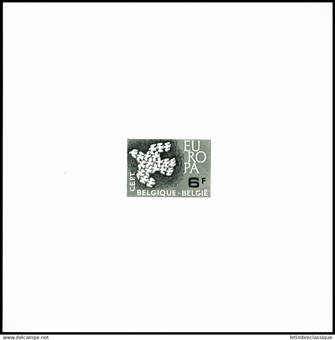 Epreuve BELGIQUE N°1253/54 Deux Feuillets Ministériels Des Timbre Europa 3F Et 6F De Belgique De 1961 Avec Cachet à Sec, - Altri & Non Classificati