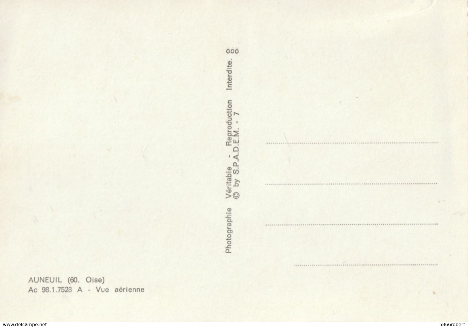 CARTE POSTALE 10CM/15CM PHOTO ORIGINALE DENTELEE : AUNEUIL  VUE  GENERALE  AERIENNE  OISE (60) - Auneuil