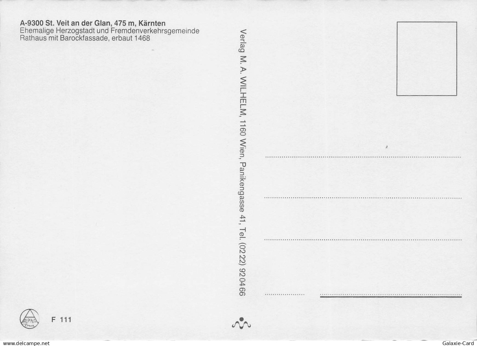 AUTRICHE ST VEIT AN DER GLAN RATHAUS MIT BAROCKFASSADE - Autres & Non Classés