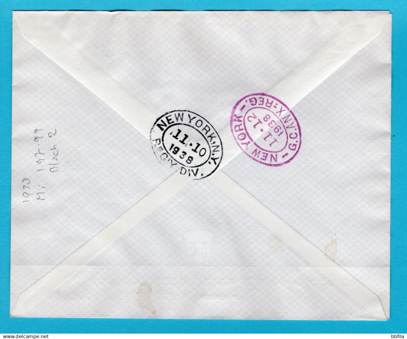 ICELAND R FDC Block 2 Leifr Eiricssons 9-10-1938 Reykjavik - FDC