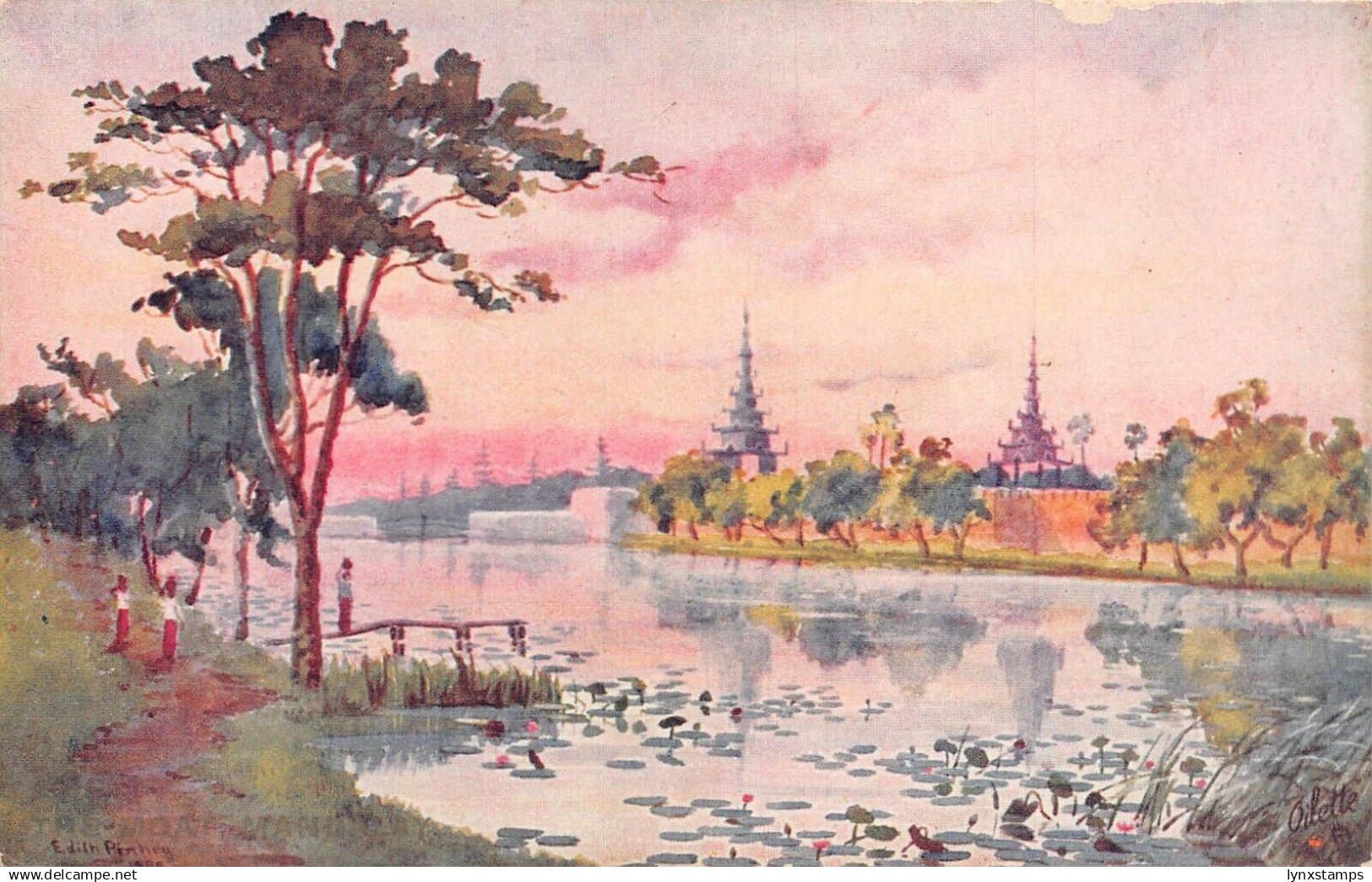 L255 Burma Myanmar Mandalay The Moat Postcard - Myanmar (Burma)