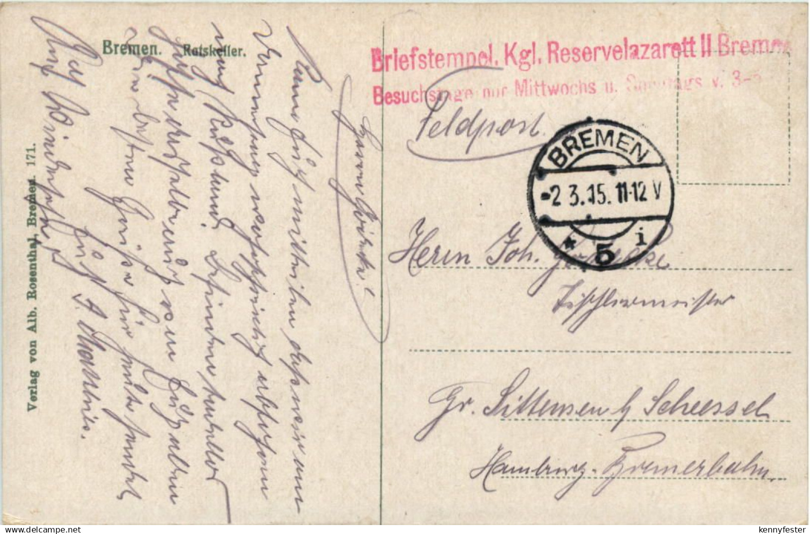 Bremen - Ratskeller - Feldpost Reservelazarett Bremen - Bremen