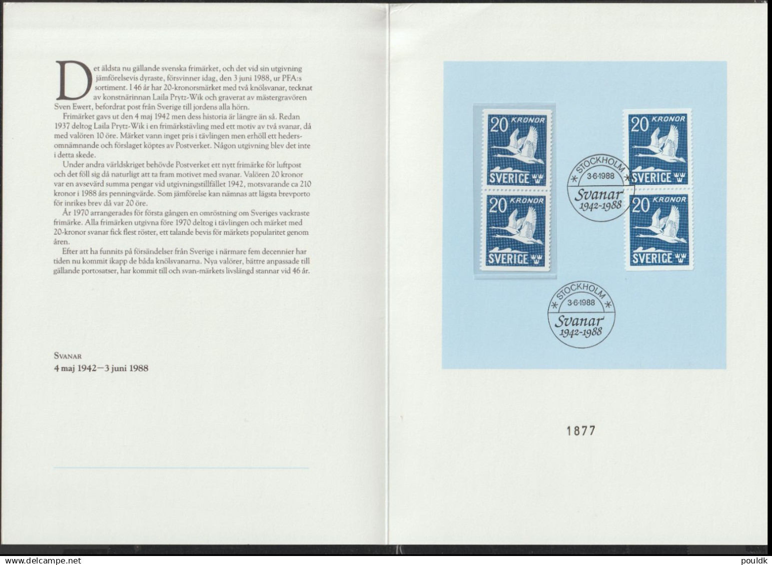 Sweden Folder 1988 Swans High Value Two Used And Two MNH/**. Postal Weight Approx 40 Gramms. Please Read Sales Condition - Cisnes