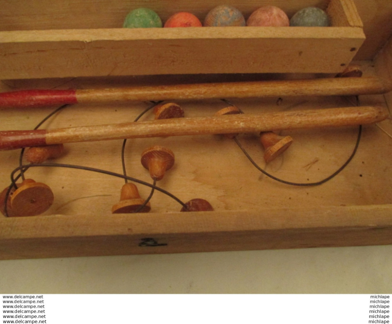 ancien jeu de croquet en bois - enfants - vers 1950 vendu  en l'etat