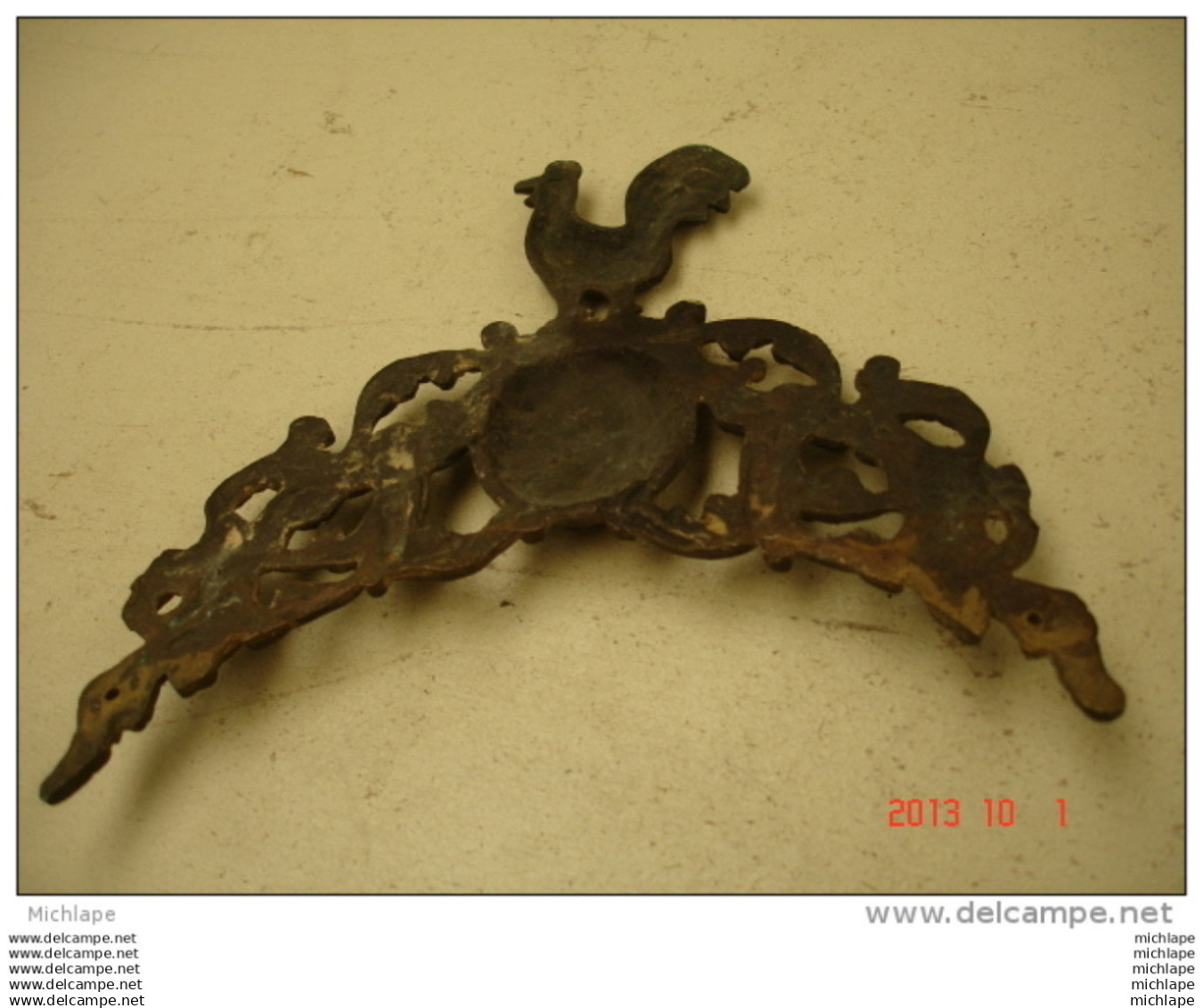 FRONTON DE  COMPTOISE EN BRONZE AU COQ EPOQUE LOUIS  PHILIPPE  TRES BON ETAT - Other & Unclassified