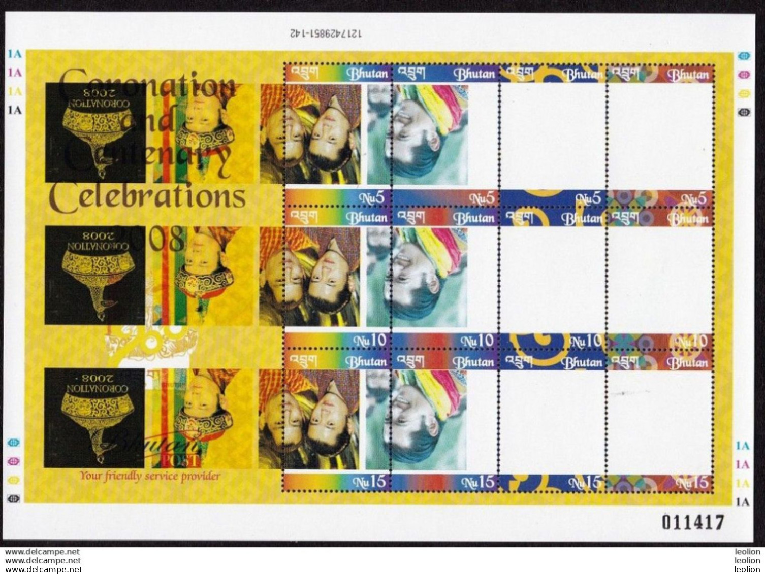 BHUTAN 2008 MNH Personalized Stamp Sheet Coronation Celebrations - 5th King Issue ERROR INVERTED BHOUTAN - Bhutan