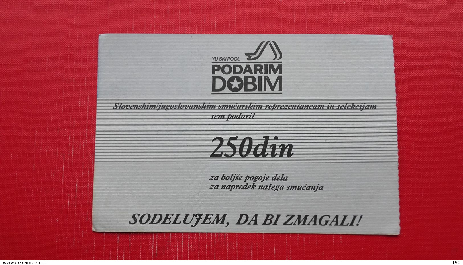 Podarim-Dobim.250 Din.Yu Ski Pool.Tone Vogrinec,... - Wintersport