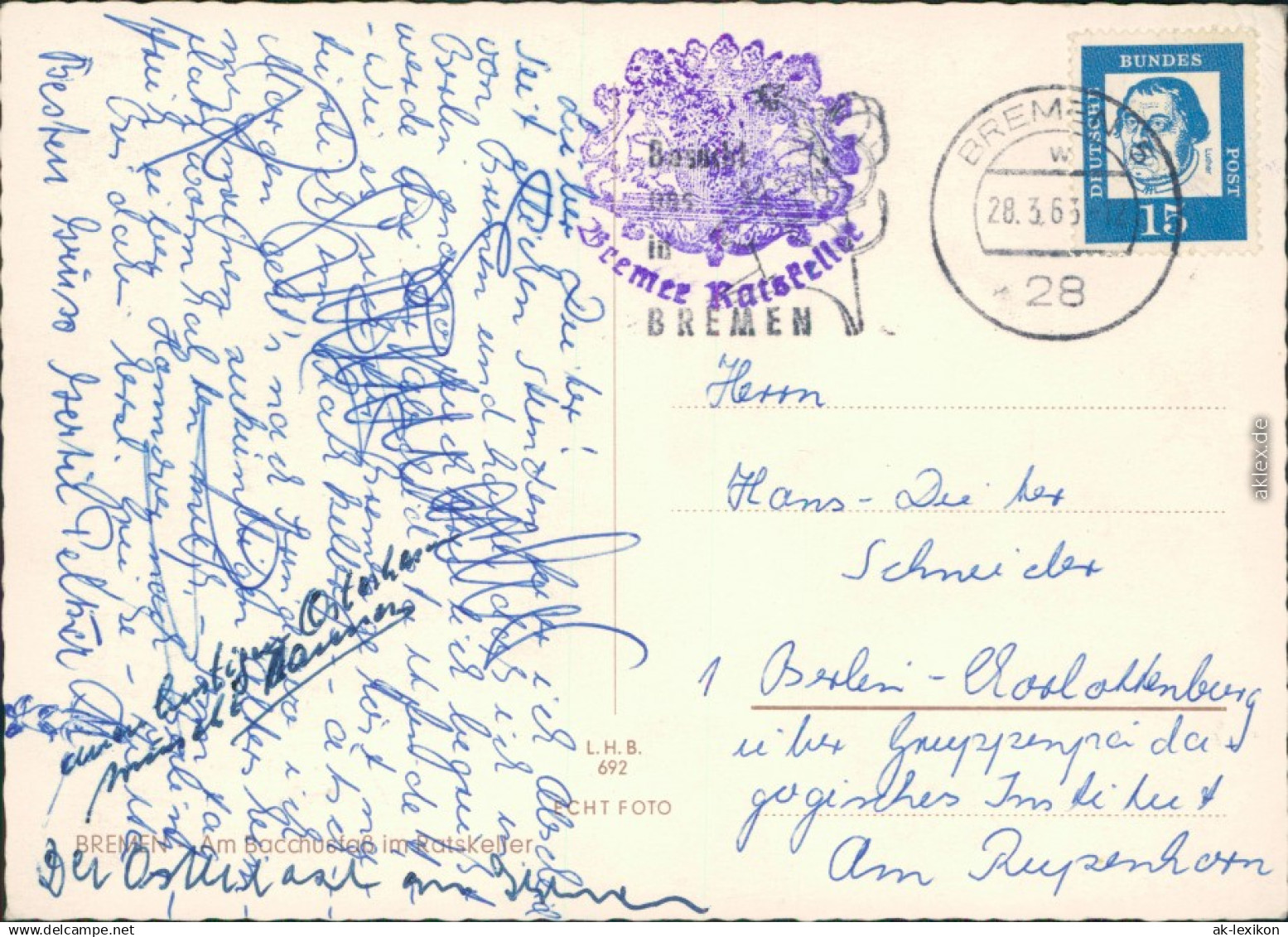 Ansichtskarte Bremen Ratskeller Bremen 1963 - Bremen