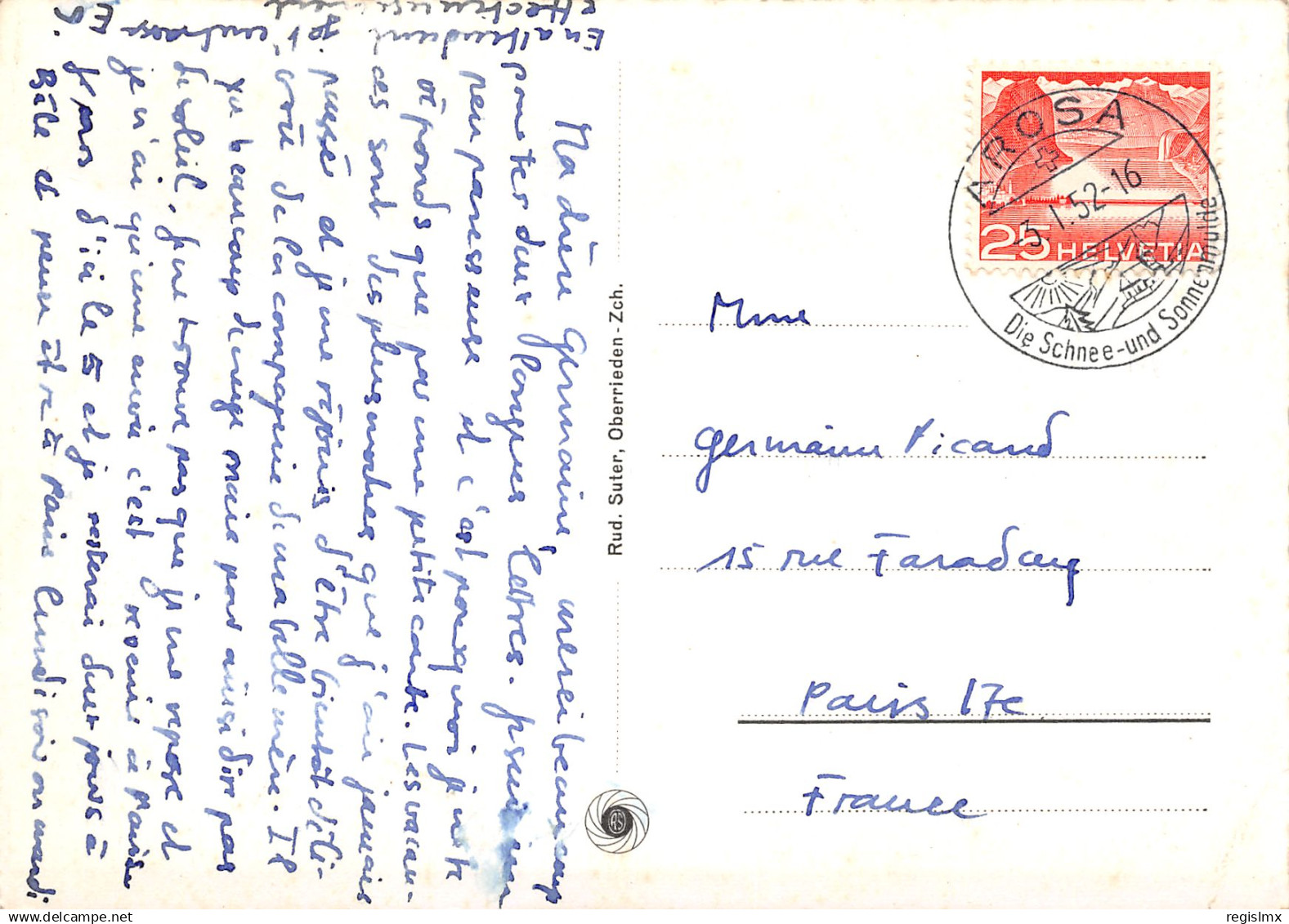 ET-SUISSE AROSA OBLITERATION-N°TB3535-B/0335 - Arosa