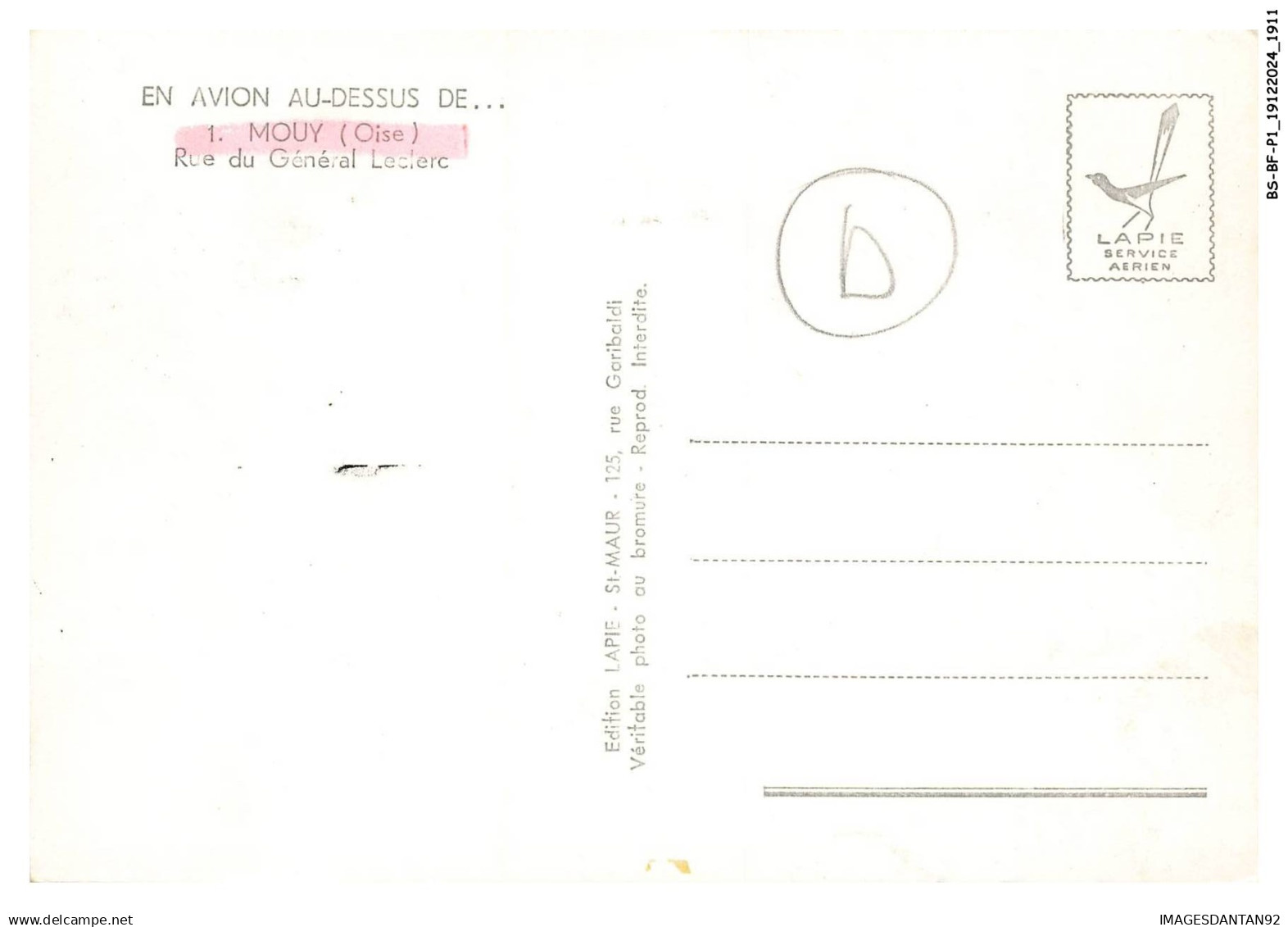 BS-BFP1-0956-60 - MOUY - Rue Du Général Leclerc VUE AERIENNE LAPIE - Mouy