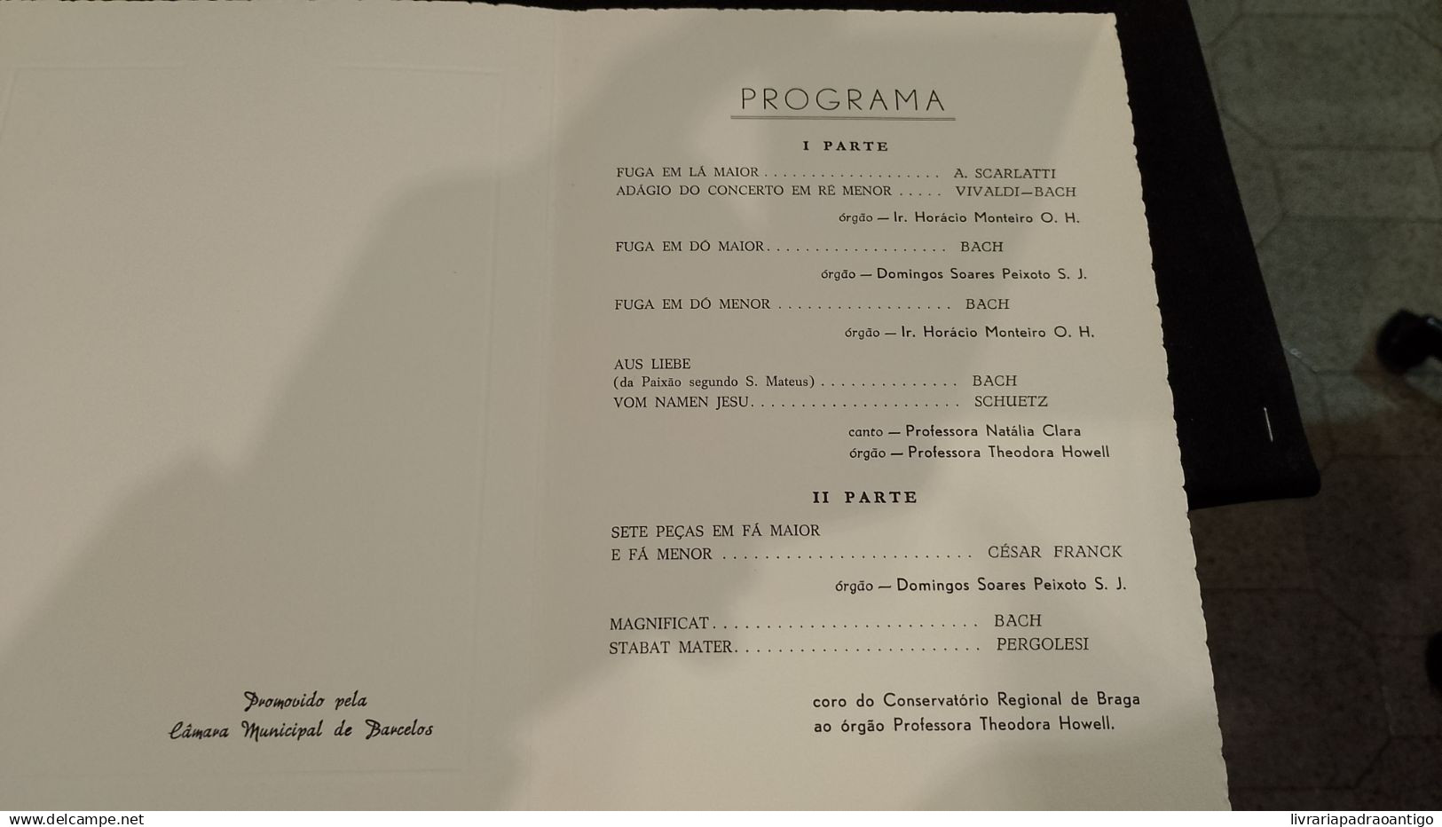 Programa Concerto Espiritual "Igreja De Barcelos" 1968 - Programme