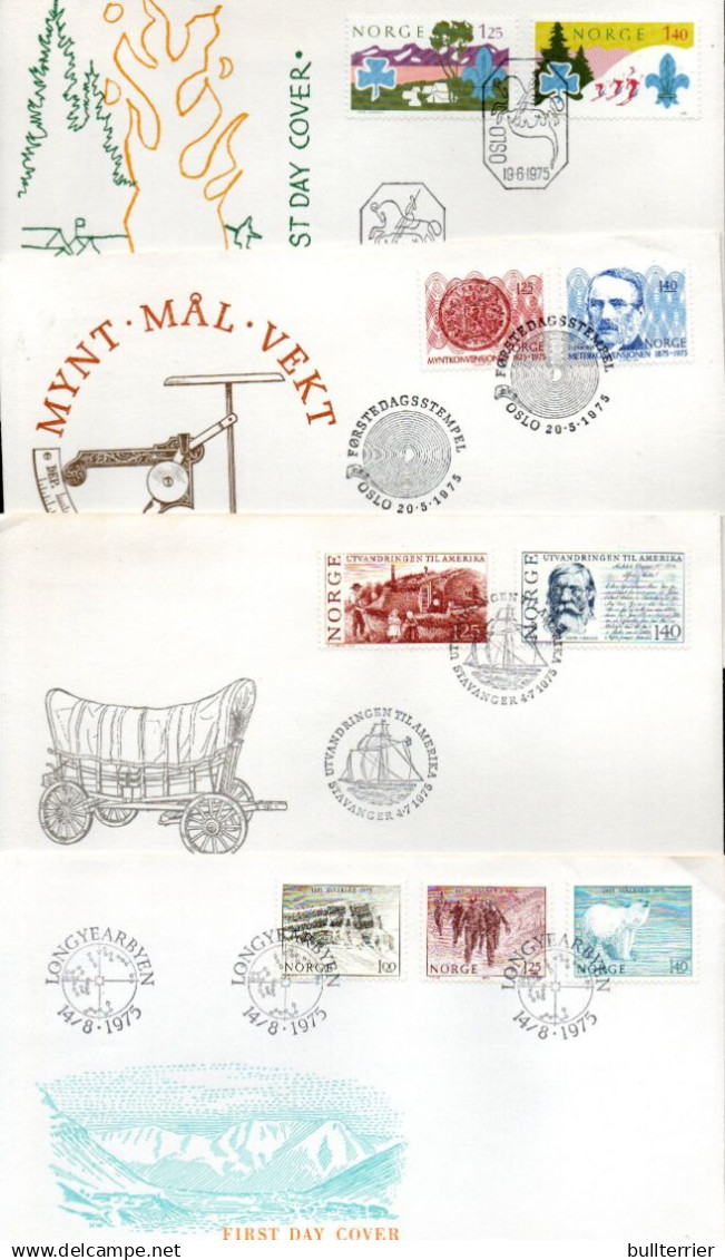 NORWAY - 1975  -  SELECTION OF 7 ILLUSTRATED FDCS - Briefe U. Dokumente