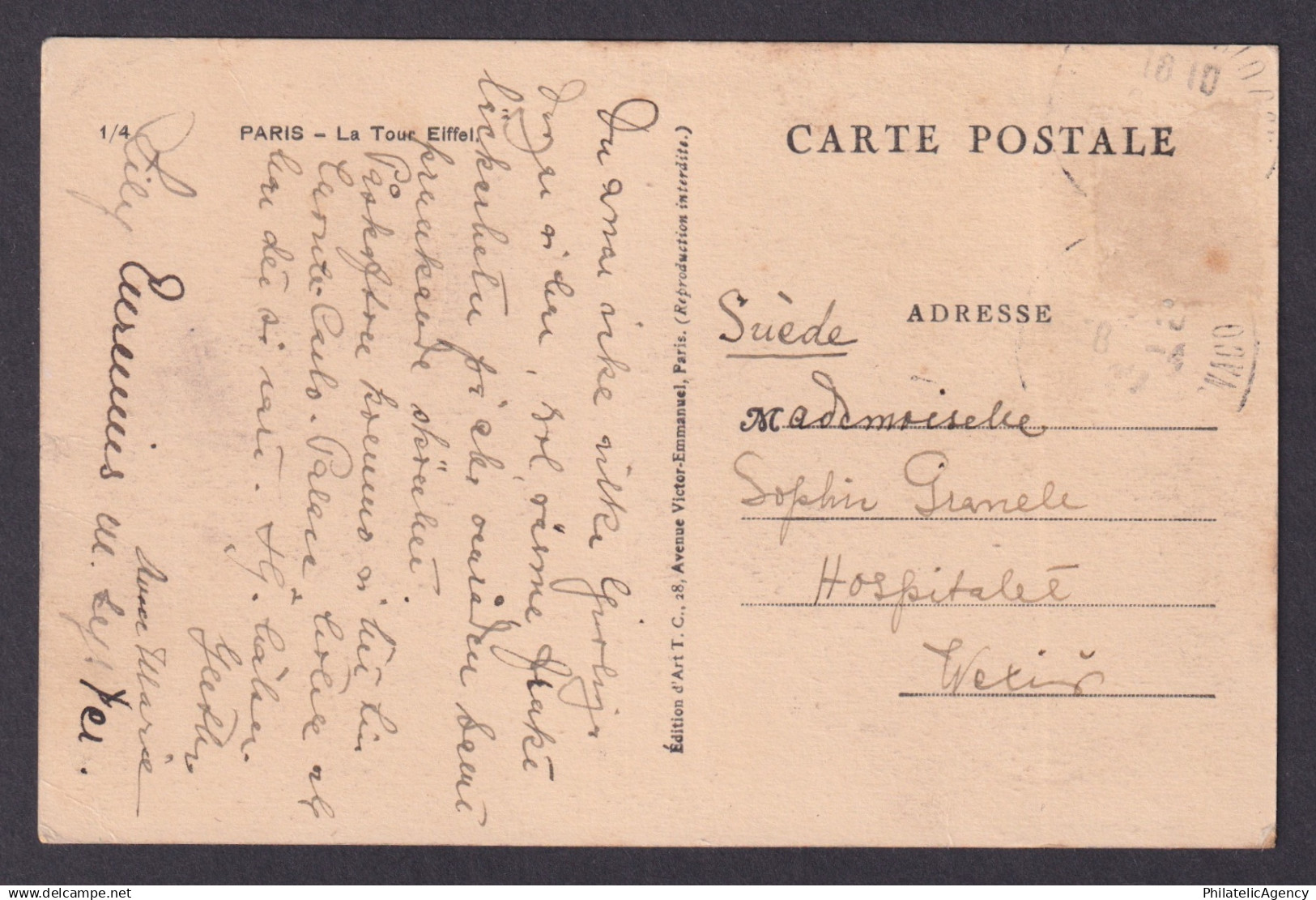FRANCE, Postcard RPPC, Tour Eiffel, Eiffel Tower - Tour Eiffel